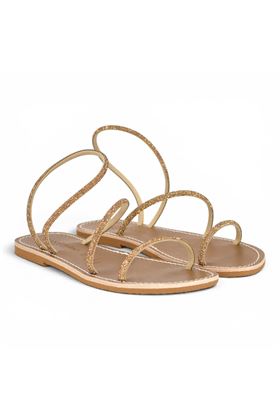 Sandalo Le Salentine in microstrass colore oro. LE SALENTINE | 1129-ORO